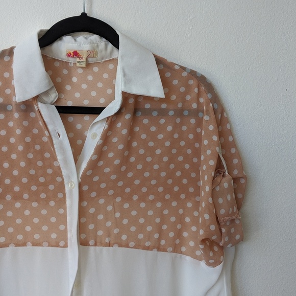Polka dot and Pink Blouse - Picture 1 of 3